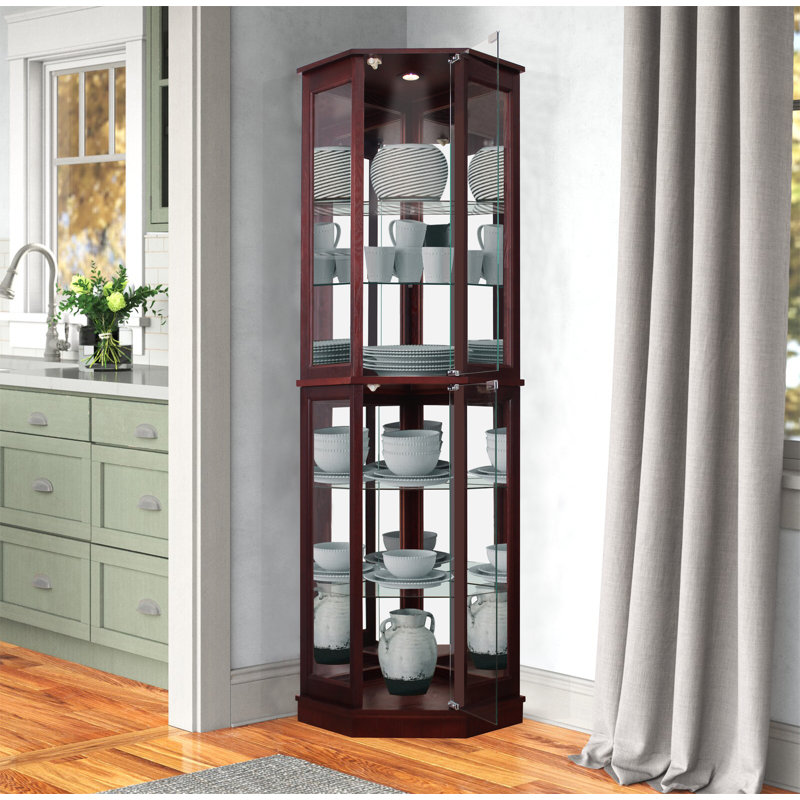 Charlton Home® Maristow Lighted Corner Curio Cabinet & Reviews